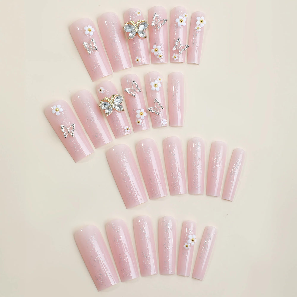 BABALAL glitter pink finish nails add sparkle for party nights.