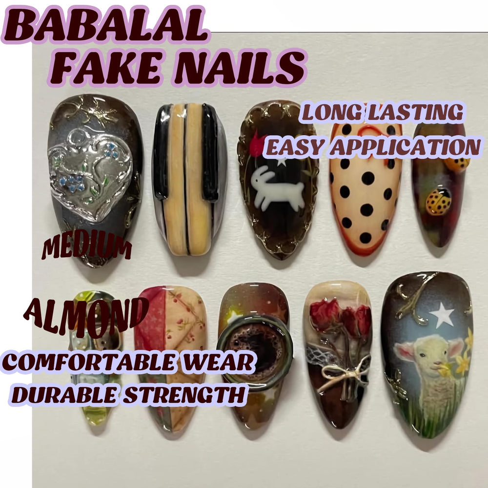 BABALAL press-on nails on hand show natural curvature.