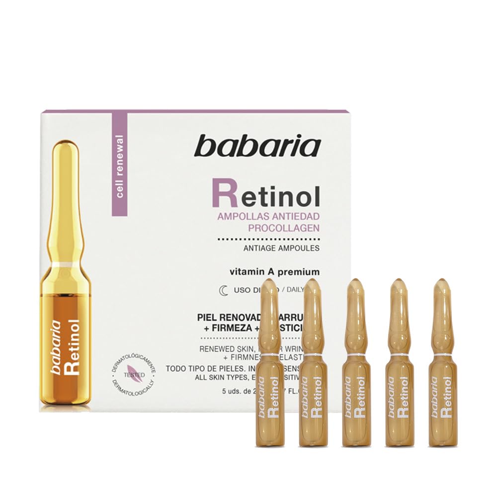 Babaria Retinol Procollagen ampoules bottle for firmer skin and improved elasticity.