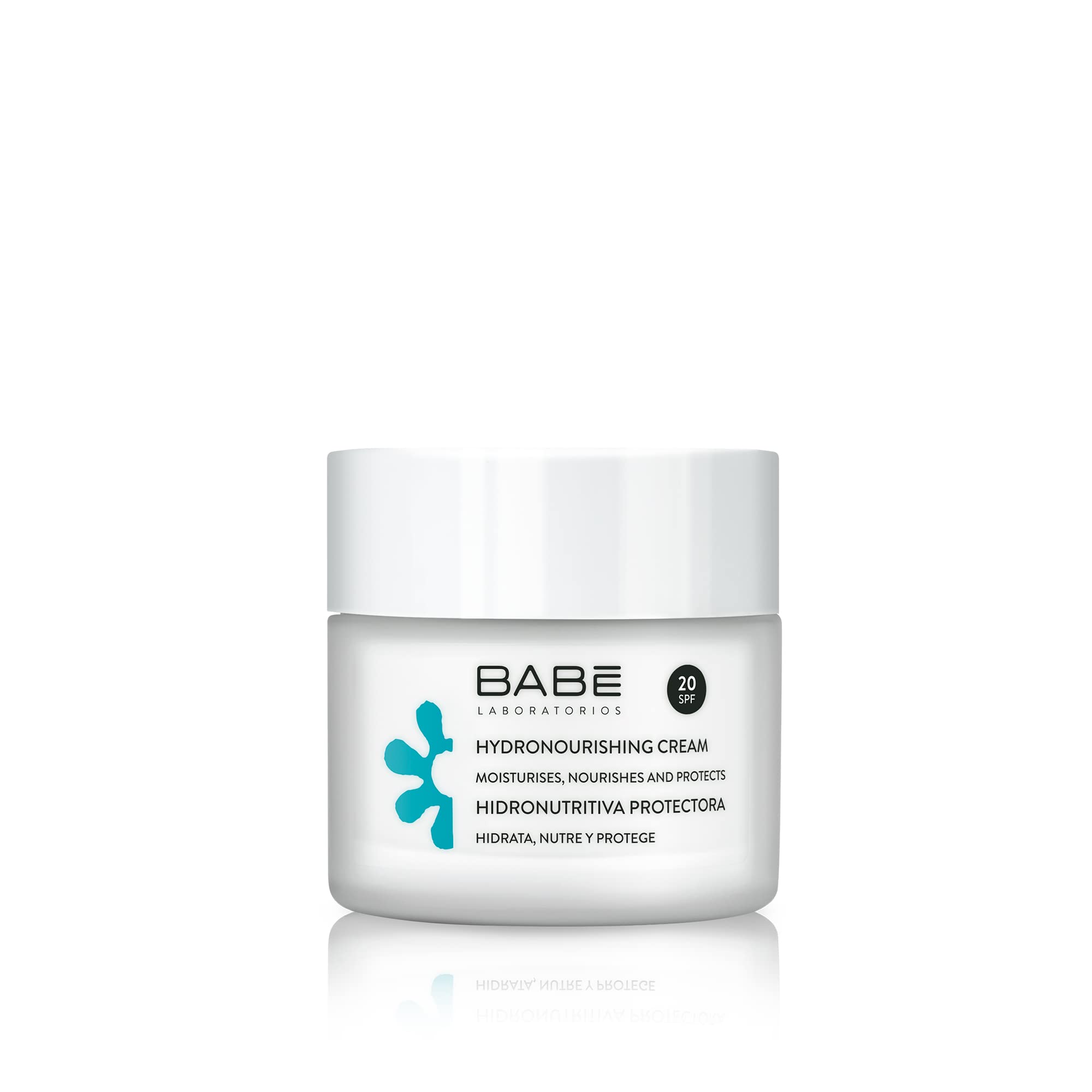 Babe Hydronurishing Cream SPF20 bottle with pump for easy daily hydration and sun protection.