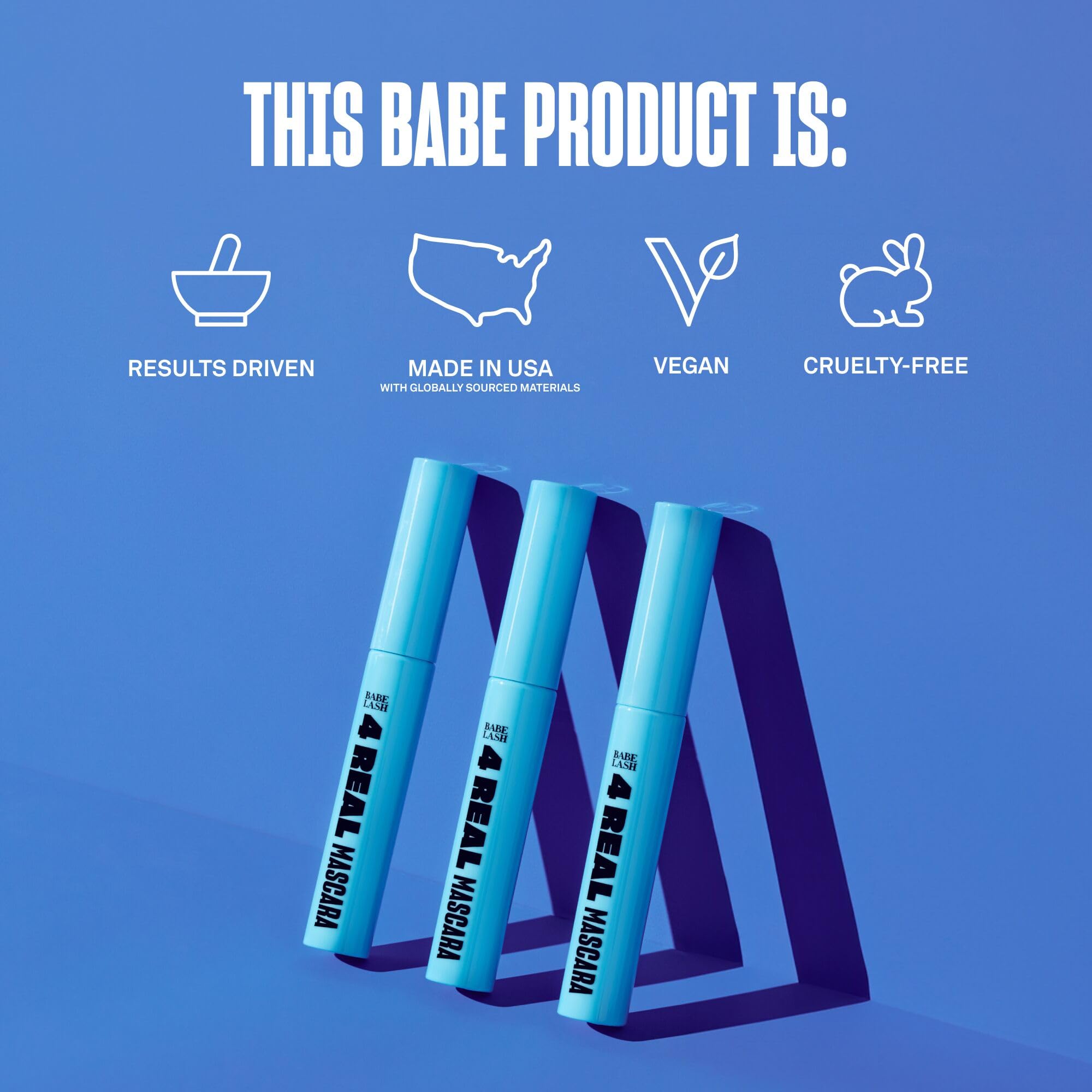 Babe Original 4 Real Mascara deep black shade on swatch display.