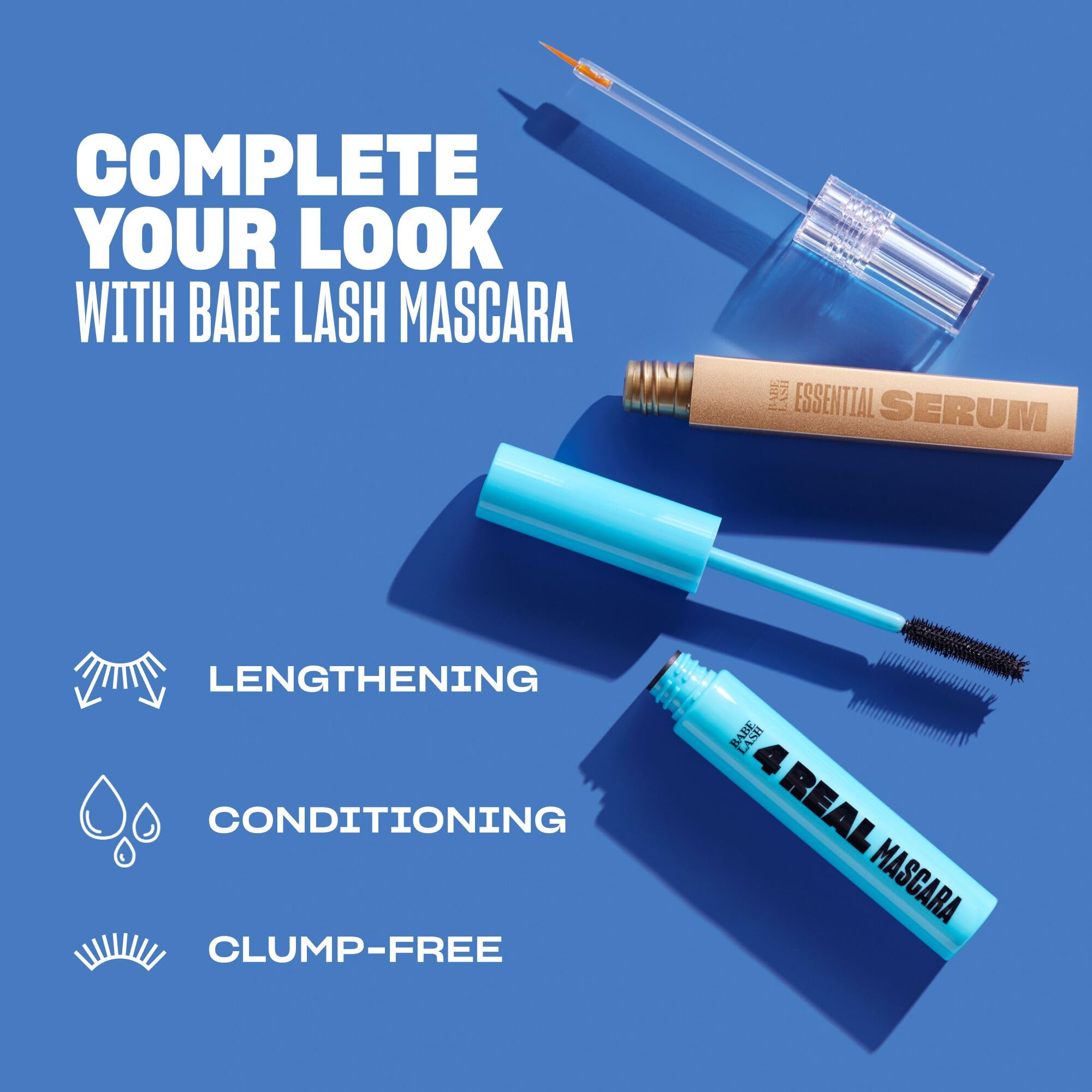 Before-and-after concept illustrating potential lash enhancement over time