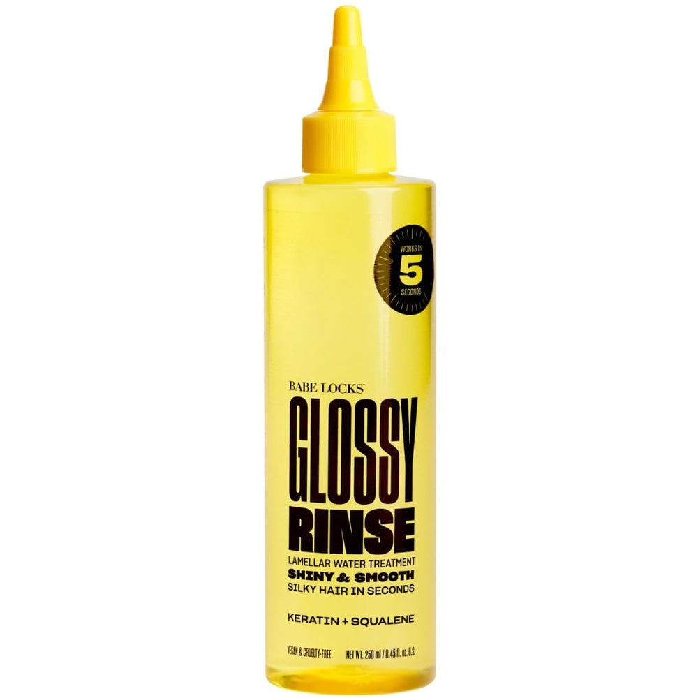 BABE ORIGINAL Babe Locks Glossy Rinse bottle highlighting shine-boosting vegan formula