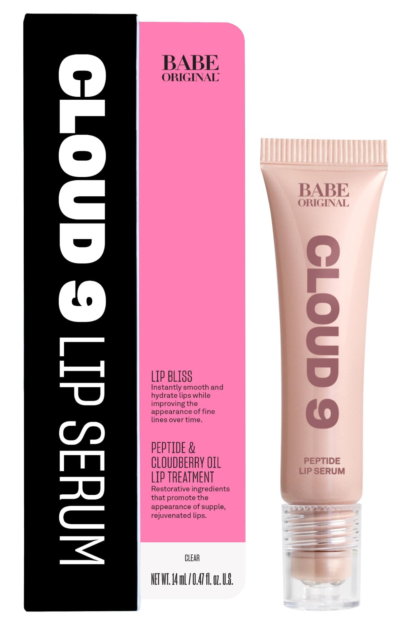 BABE ORIGINAL Cloud 9 Lip Serum tri roller ball applicator for soothing lip care