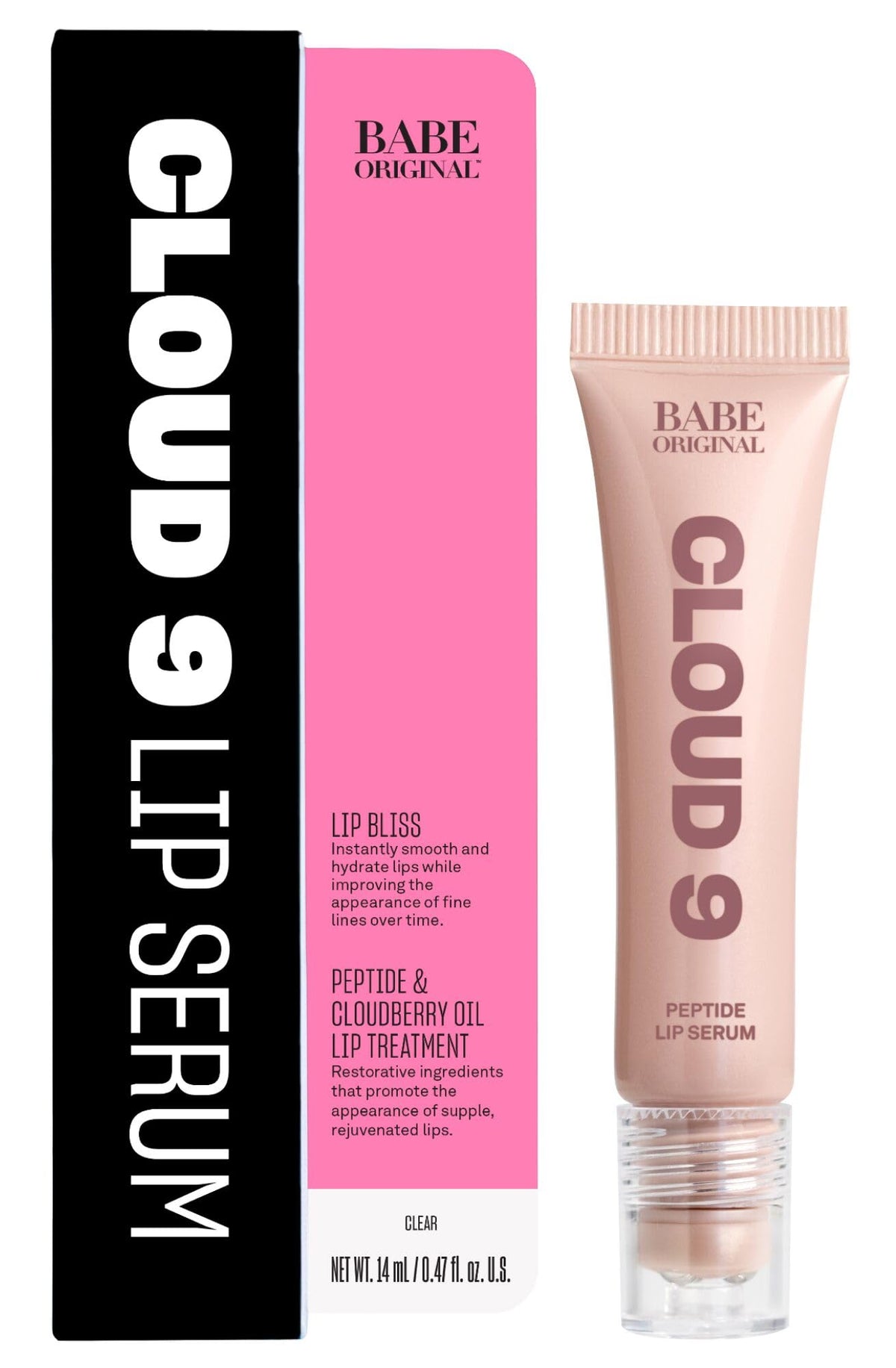BABE ORIGINAL Cloud 9 Lip Serum tri roller ball applicator for soothing lip care