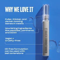 BABE ORIGINAL Enhancing Conditioner serum visual highlights peptides and biotin for nourished lashes.