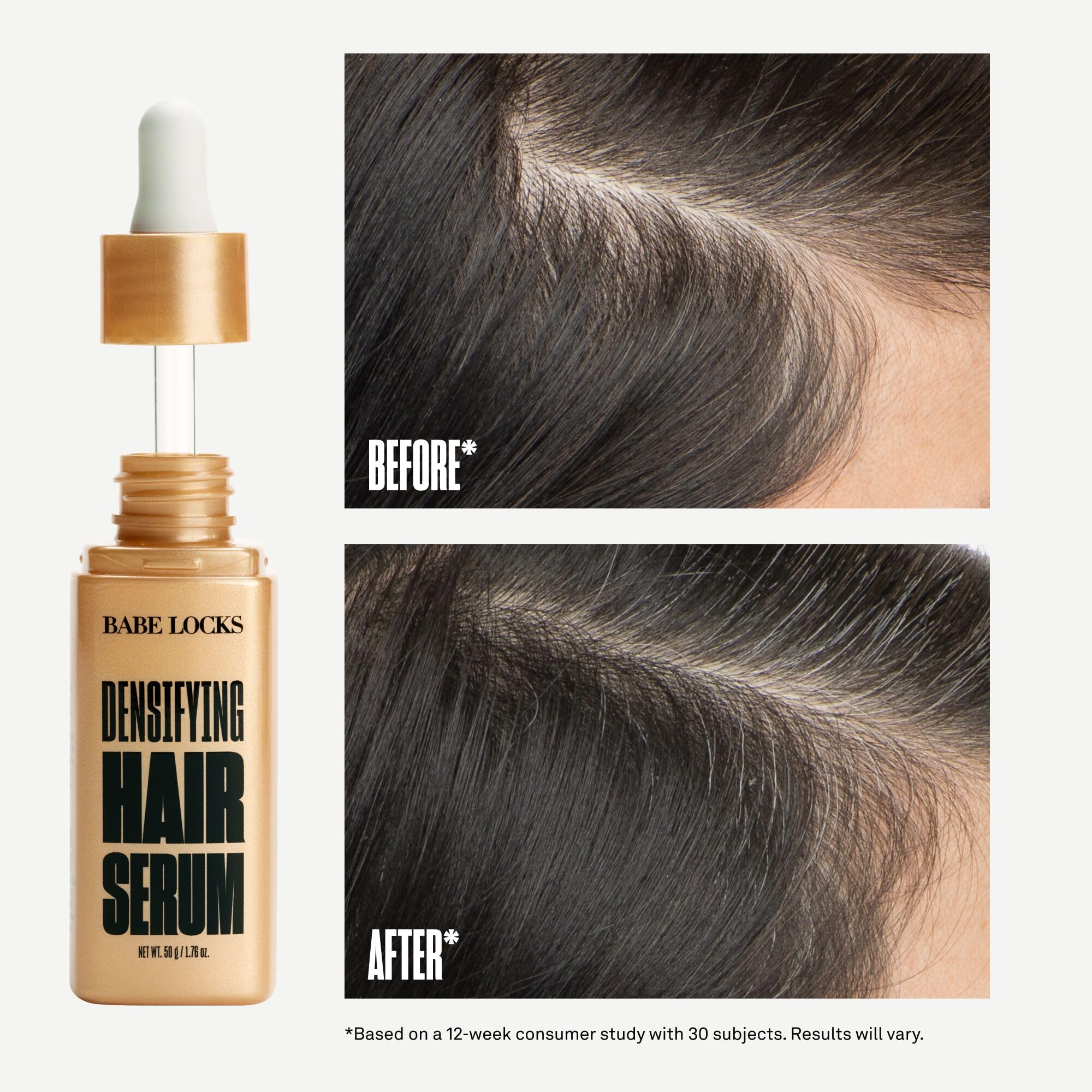 BABE ORIGINAL Locks serum application map shows three sections for even coverage