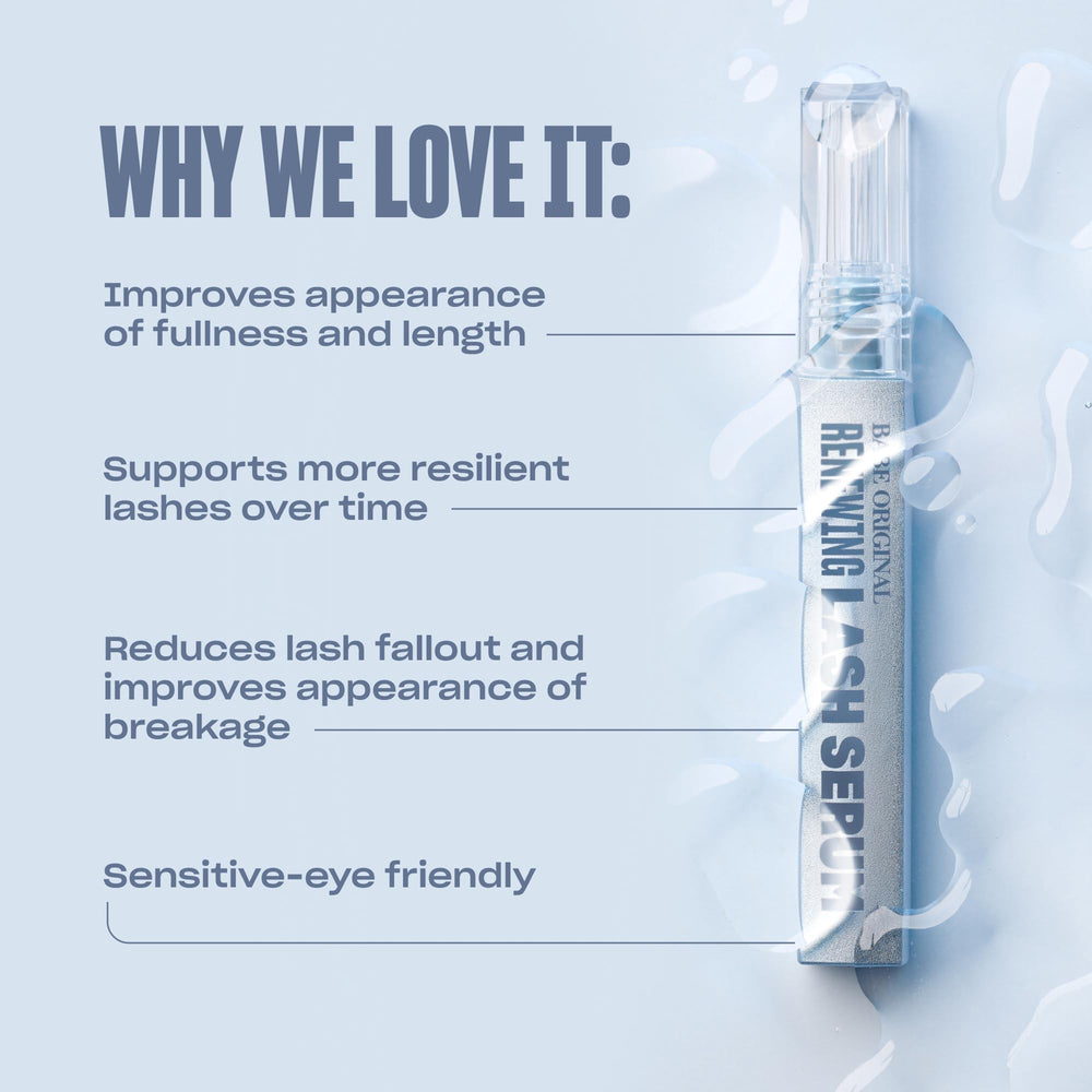 BABE ORIGINAL Renewing Lash Serum with floral extracts and Tahitian Sea micro-algae on label