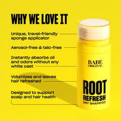BABE ORIGINAL Root Refresh ingredients aloe caffeine arrowroot shown for scalp care