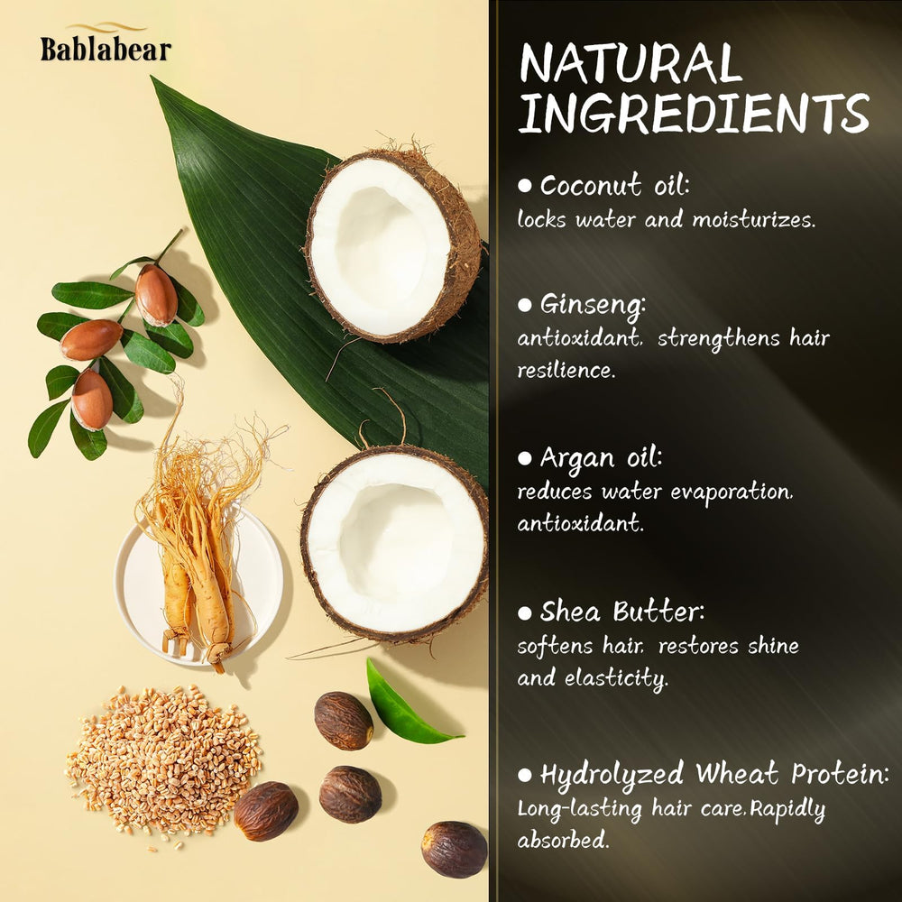 Bablabear Hair Mask with ginseng ingredient suggesting natural repair benefits.