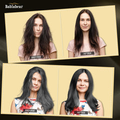 Closeup of Bablabear Hair Mask texture highlighting creamy formula for frizz control.