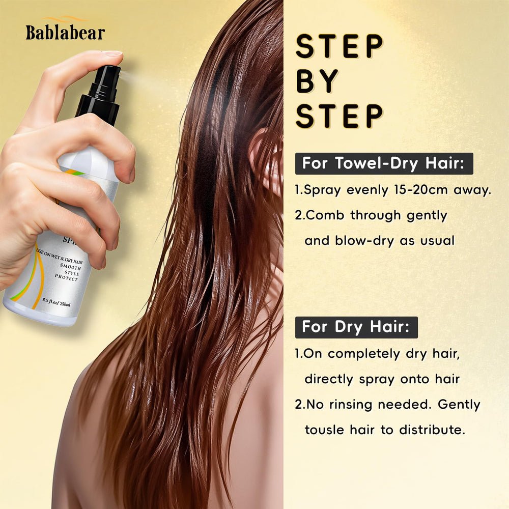 Bablabear spray on towel-dried hair for easy application and lift