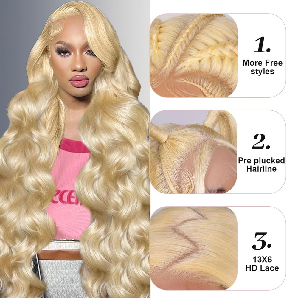 BABOSHOW 613 blonde body wave close-up showing texture and shine