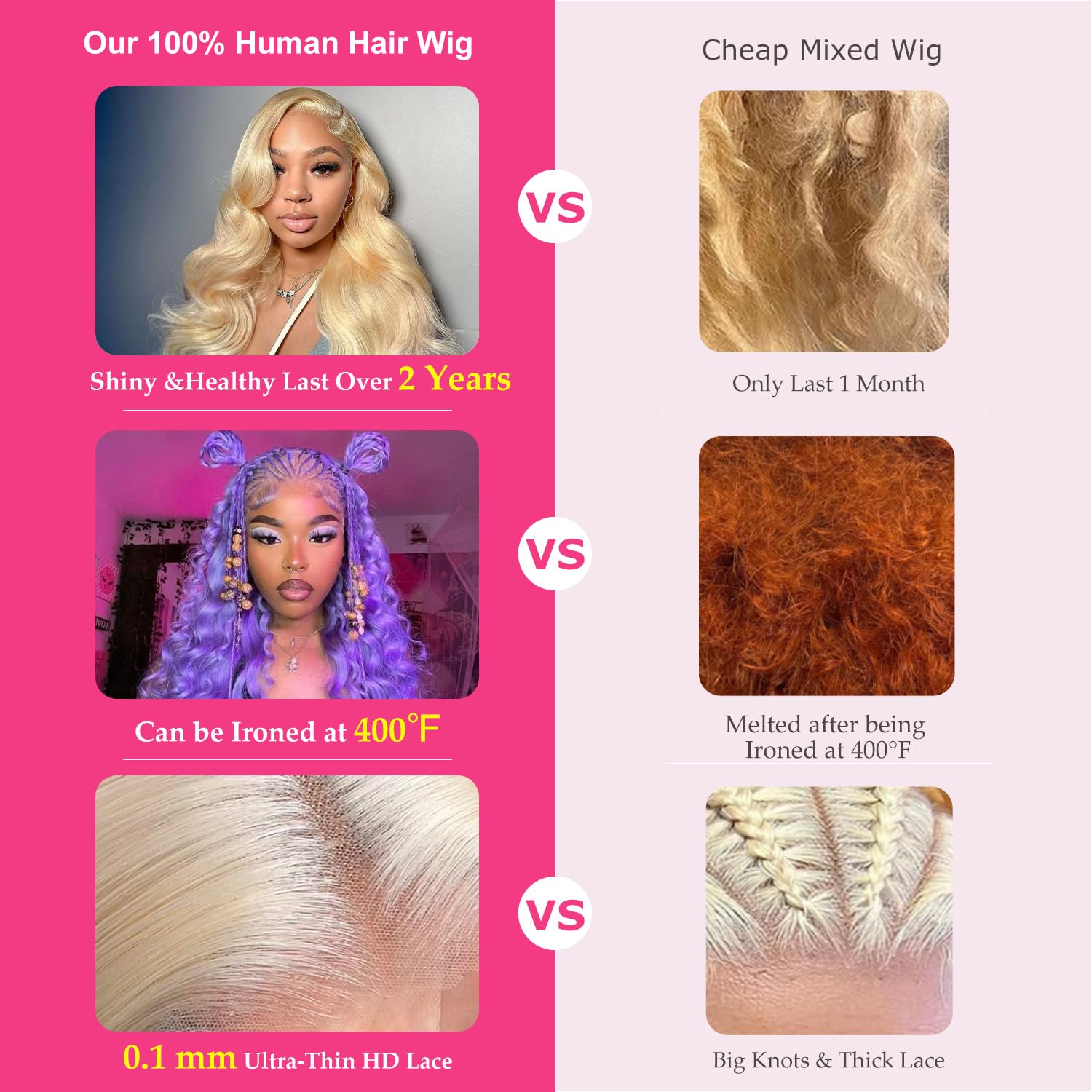 BABOSHOW 613 lace front wig with bleached knots and baby hairs detail