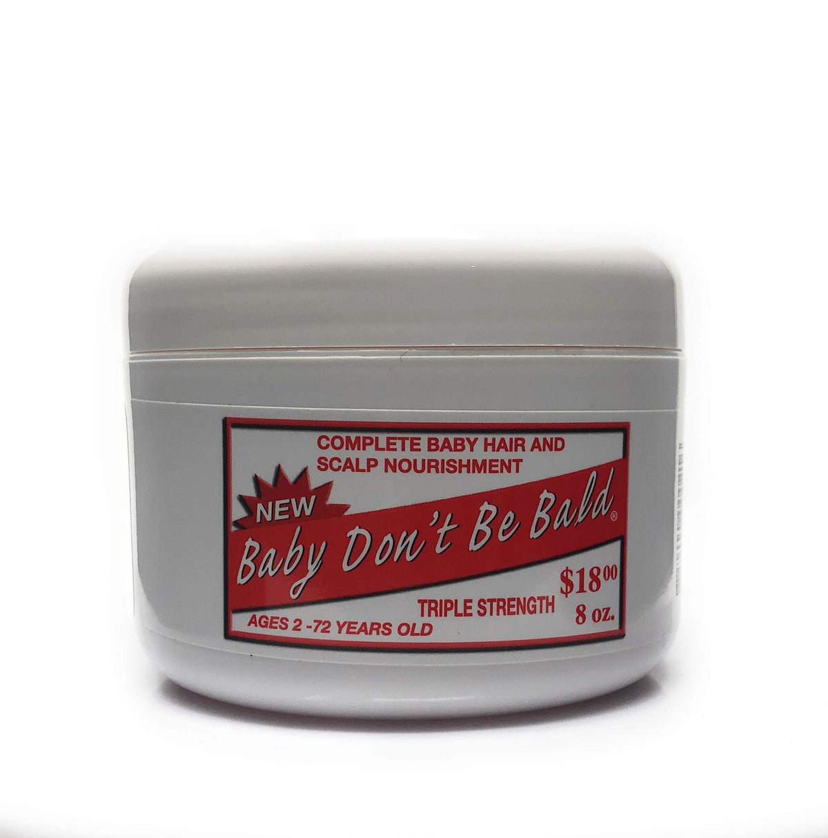 Baby Don't Bald bottle with pour spout shows easy application and growth support.