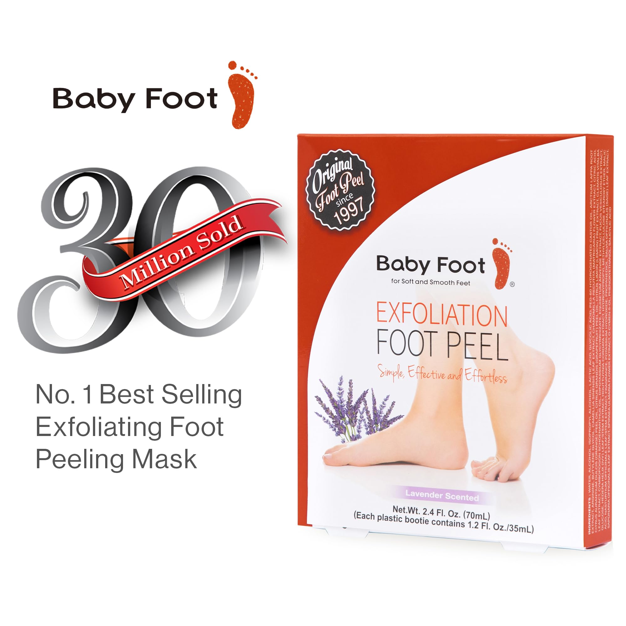 Baby Foot Original packaging showcases lavender aroma for a relaxing home foot care routine.