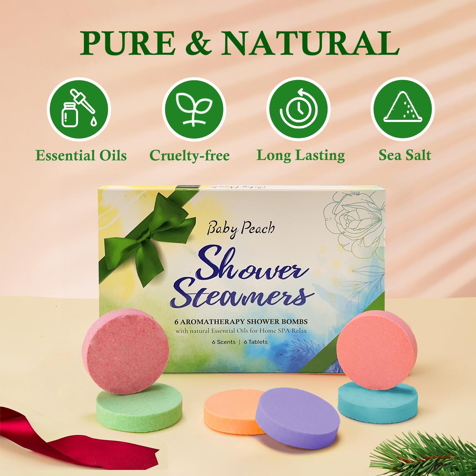BABYPEACH mint shower steamer for refreshing cool steam