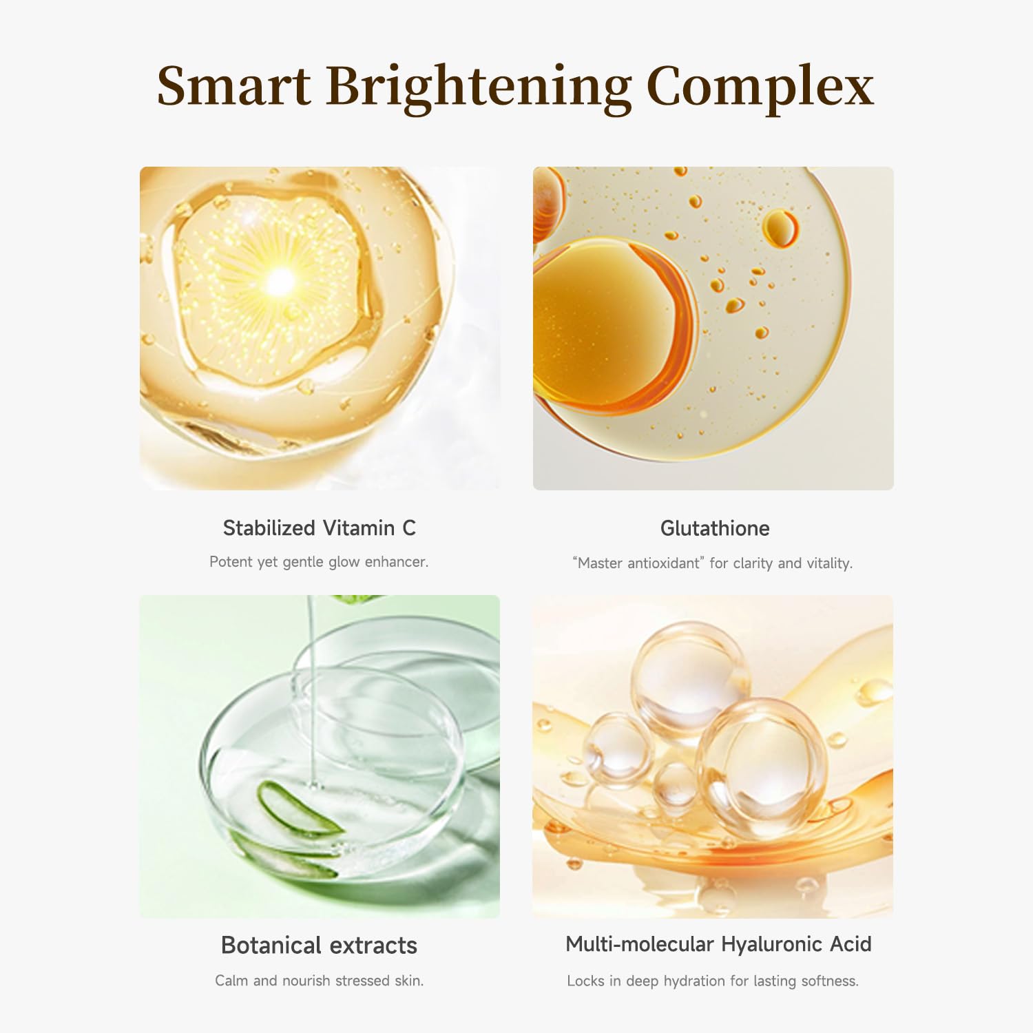 BACHERI Vitamin C Brightening Serum ampoules feature 4D Hyaluronic Acid for lasting hydration