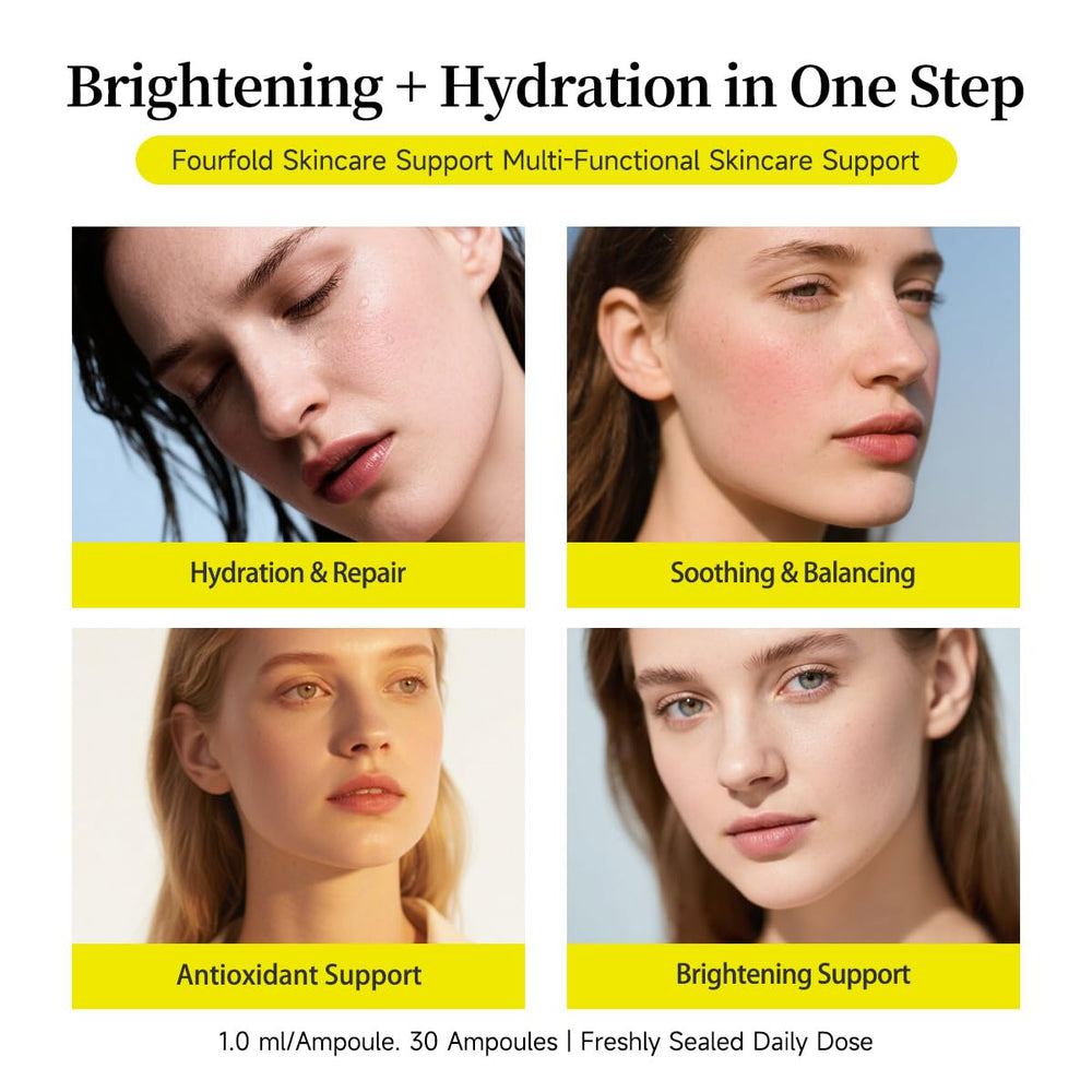 BACHERI Vitamin C Serum glow after application demonstrating radiant skin enhancement.