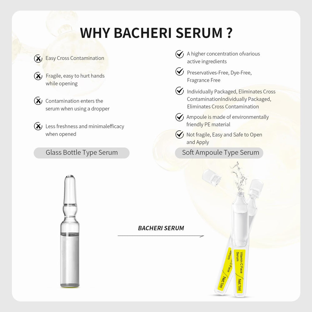 BACHERI Vitamin C Serum night routine setup for antioxidant support.