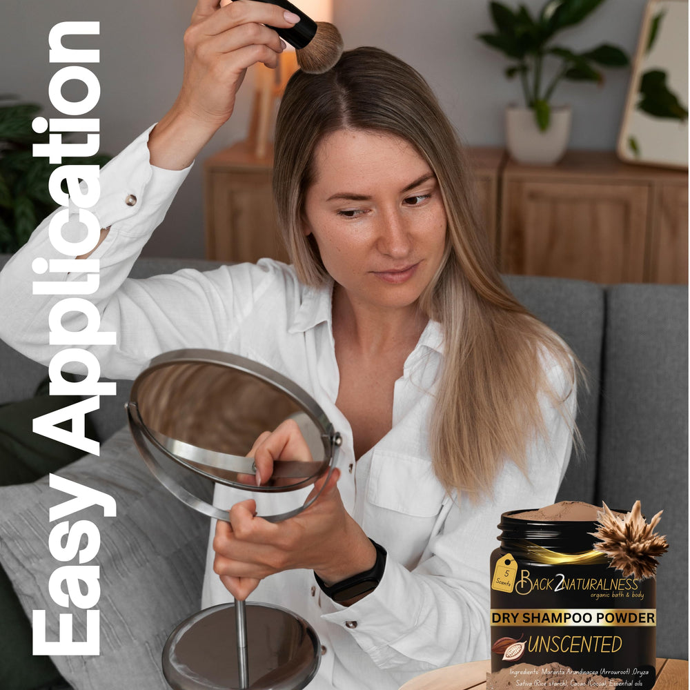 Back2Naturalness brunette hair with dry shampoo for oil control.
