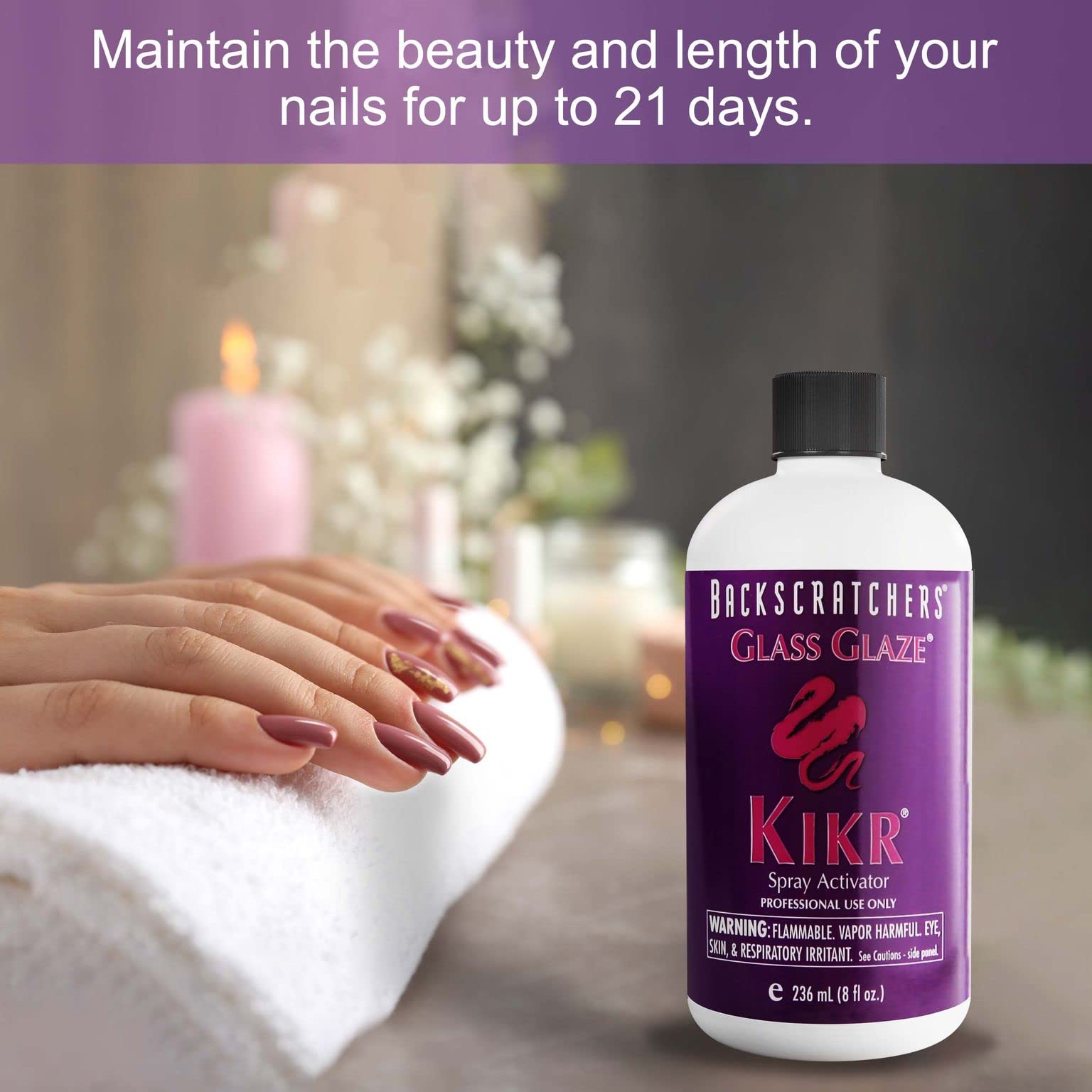 BackScratchers Kikr activator supports silk wrap nail extension work.