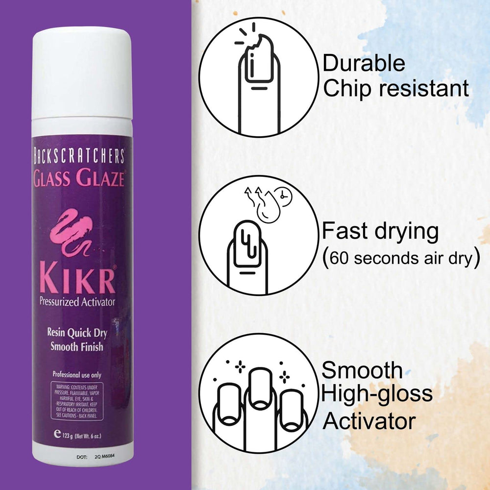 BACKSCRATCHERS Kikr Activator pressurized spray provides even activation for quick setup