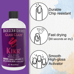 BackScratchers Kikr activator mist enables fast resin setting.
