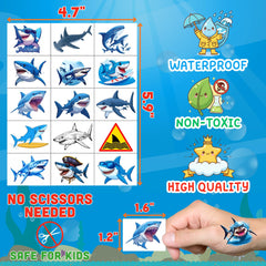 Backtopeia shark tattoo designs on sheet ready for application.