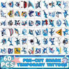 Backtopeia shark tattoos four sheets stacked, quick party distribution.