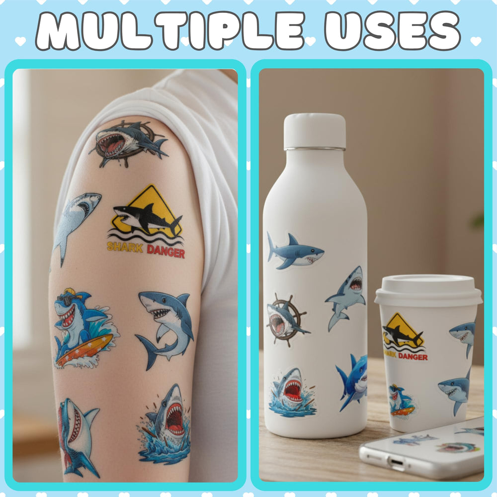 Gift bundle featuring Backtopeia shark tattoos for shark lovers.