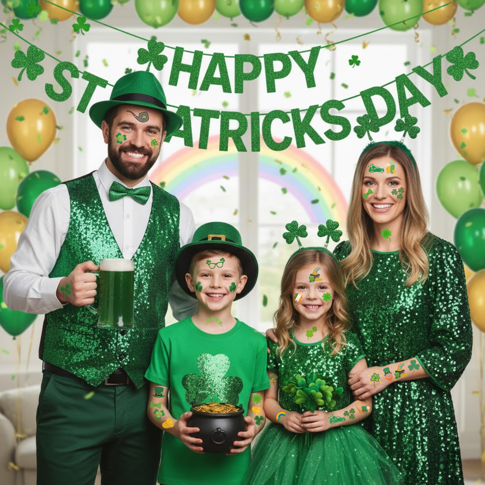 Backtopeia St Patrick's tattoos stickers for parades and celebrations on skin.