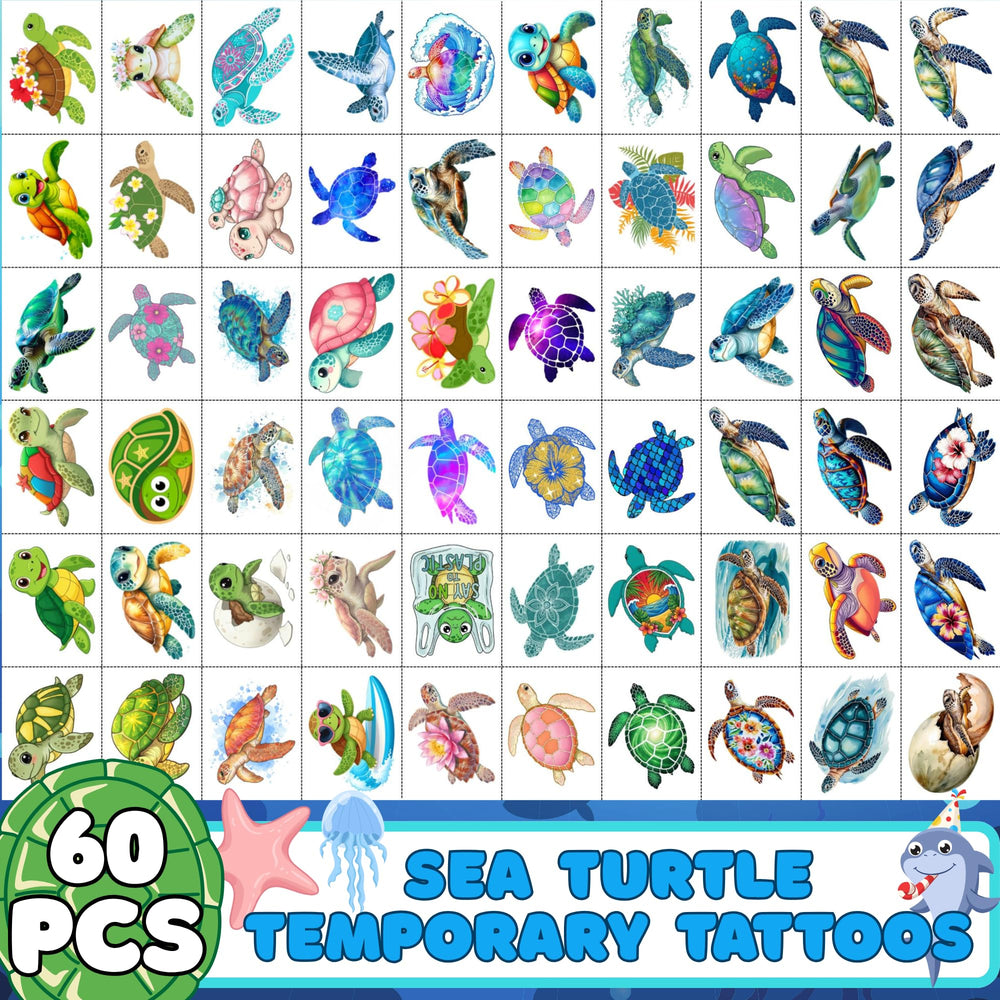 Backtopeia Turtle Tattoos bright ocean designs for kid-friendly party favors.