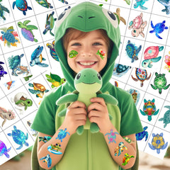 Backtopeia Turtle Tattoos easy-apply, quick-removal designs for DIY decor.