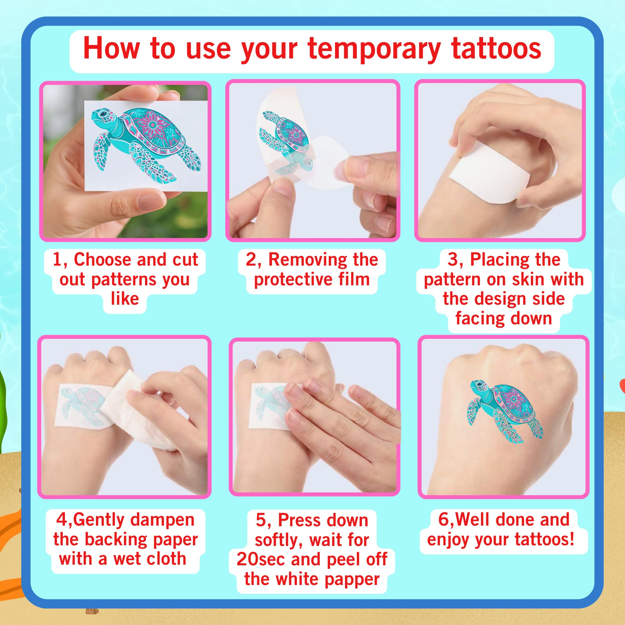 Backtopeia Turtle Tattoos pre-cut sheets simplify party prep and styling.