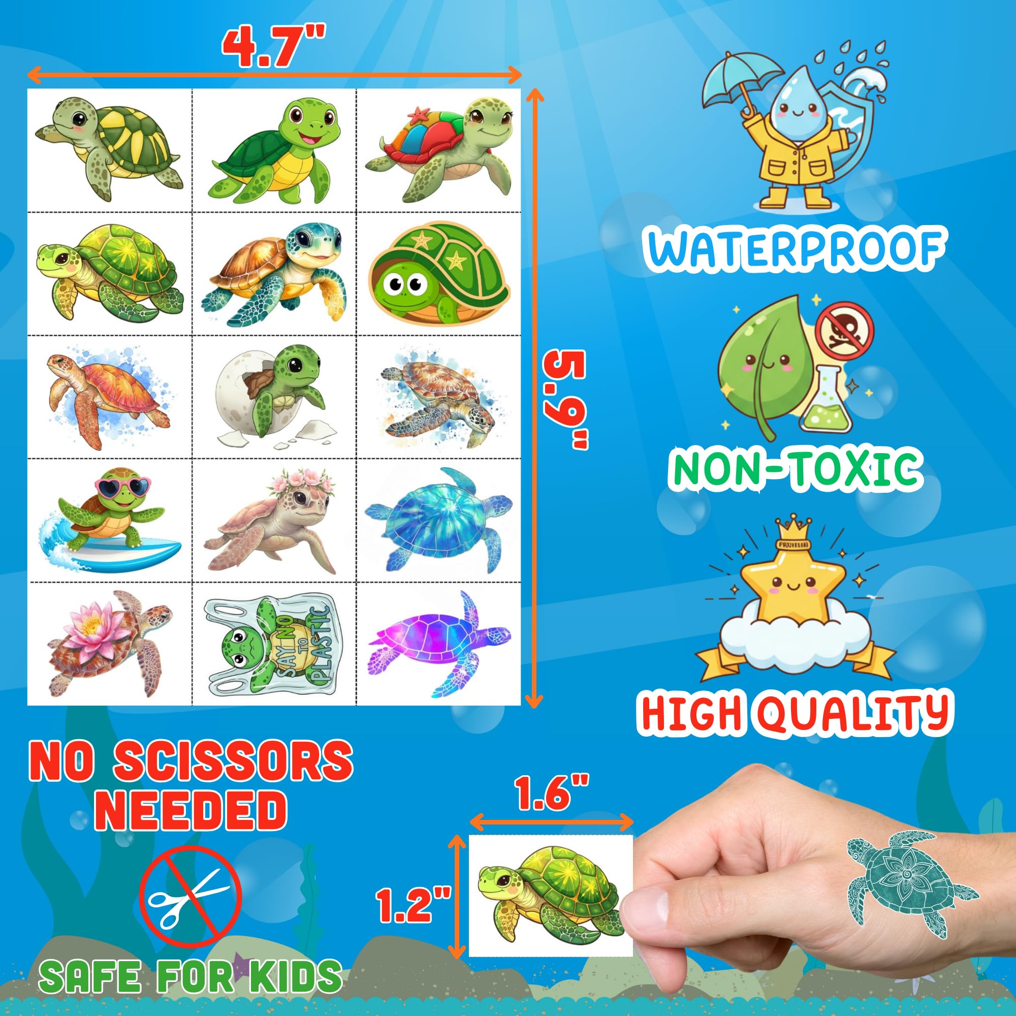 Backtopeia Turtle Tattoos take-home gifts for party guests.