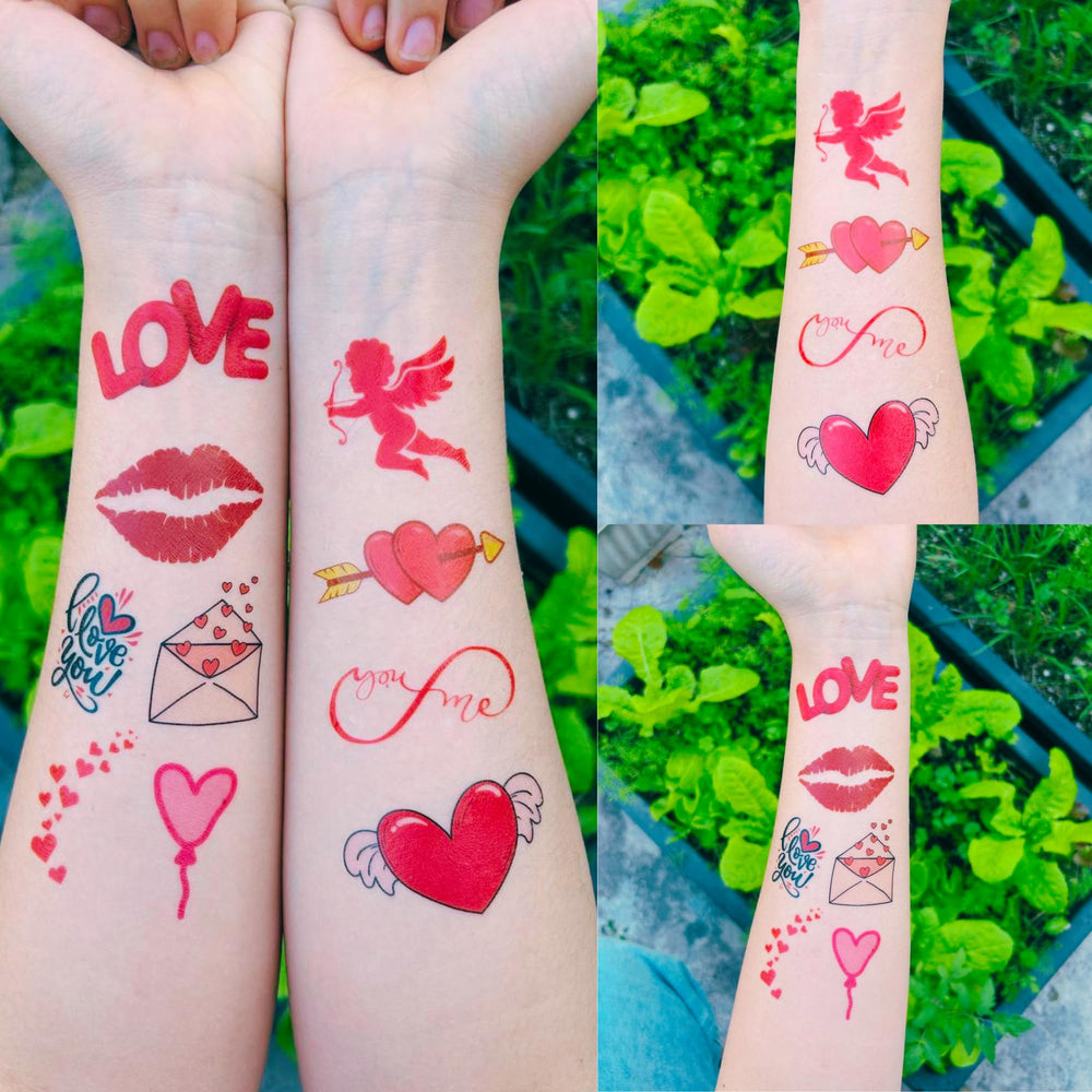 Backtopeia Valentine tattoos flowers design brightens centerpieces and tables.