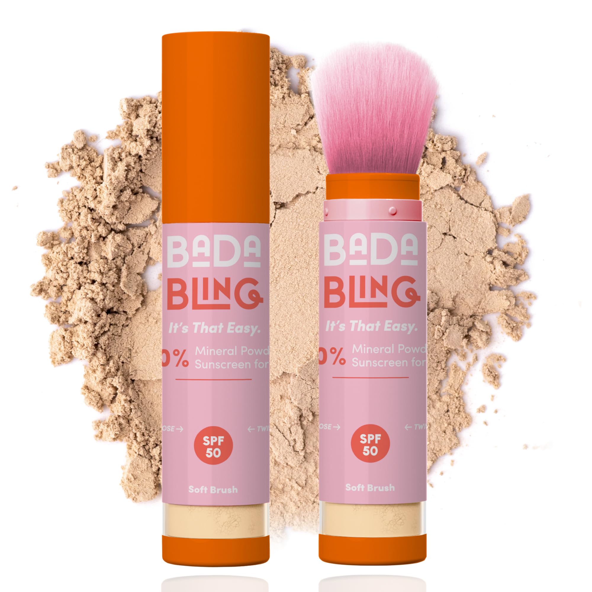 Bada Boom Bada Bling shimmer powder bottle adds sparkle with mineral sun protection.