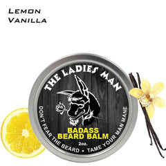Badass Beard Care The Ladies Man Beard Balm application demonstrates easy grooming and skin hydration.