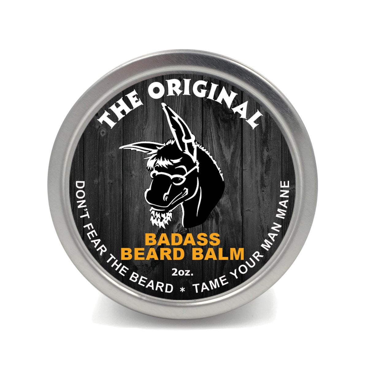 Badass Beard Care Beard Balm Original Scent in tin softens beard and hydrates skin