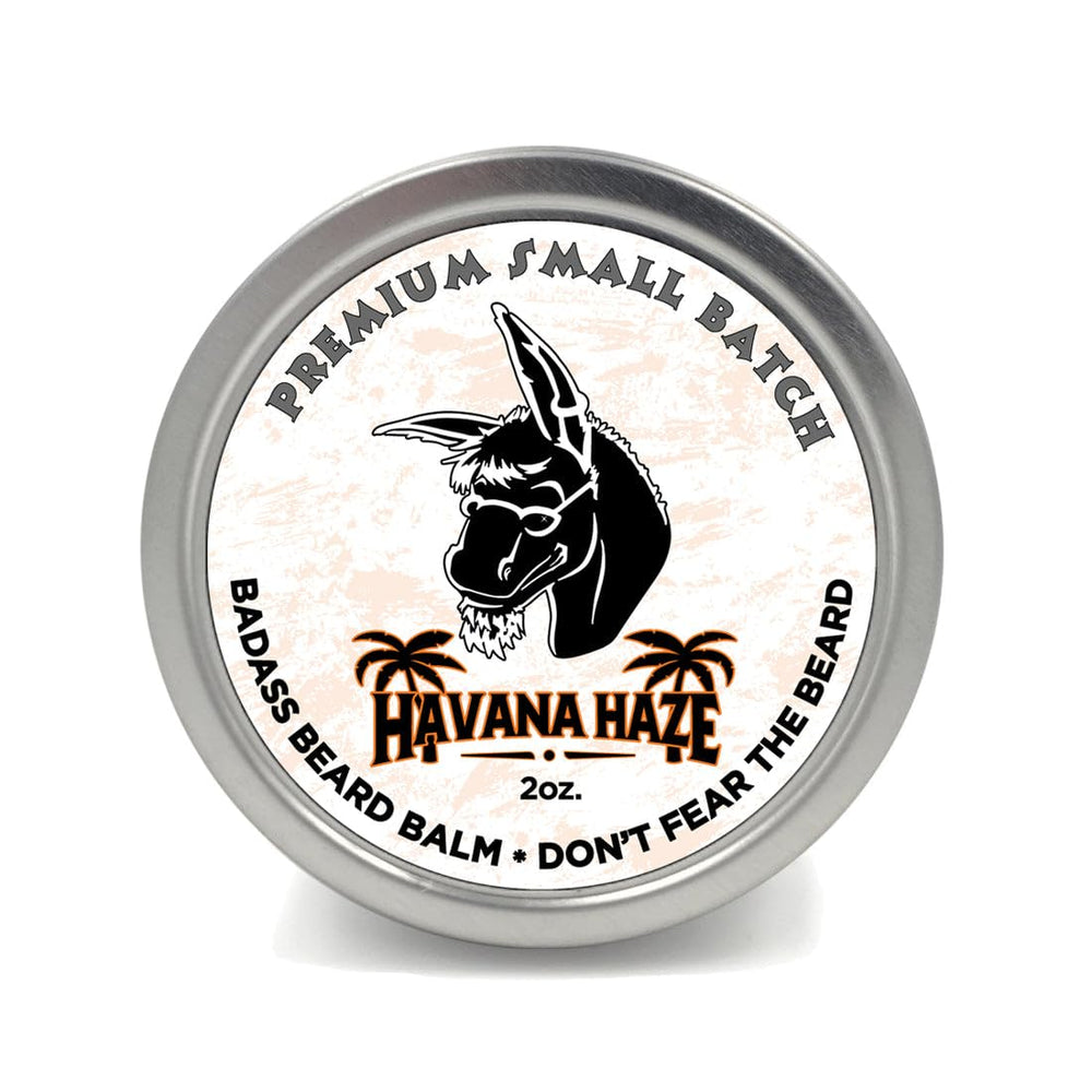 Havana Haze balm being applied to beard for softness and hydration.