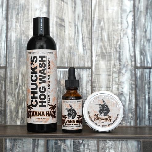 Beard with Havana Haze balm shows healthy shine and scent.