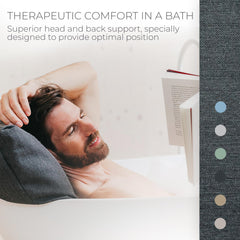 BADESOFA luxury charcoal pillow with non-slip base for stable tub comfort.