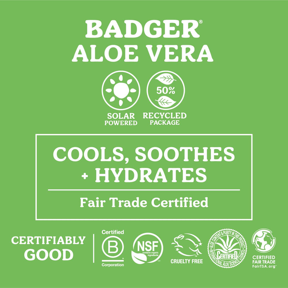 Applying Badger Aloe Vera Gel on skin for soothing, fragrance-free care.