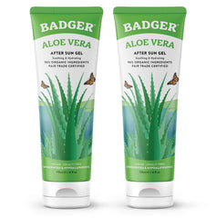 Badger Organic Aloe Vera Gel bottle packaging for easy face and body use.
