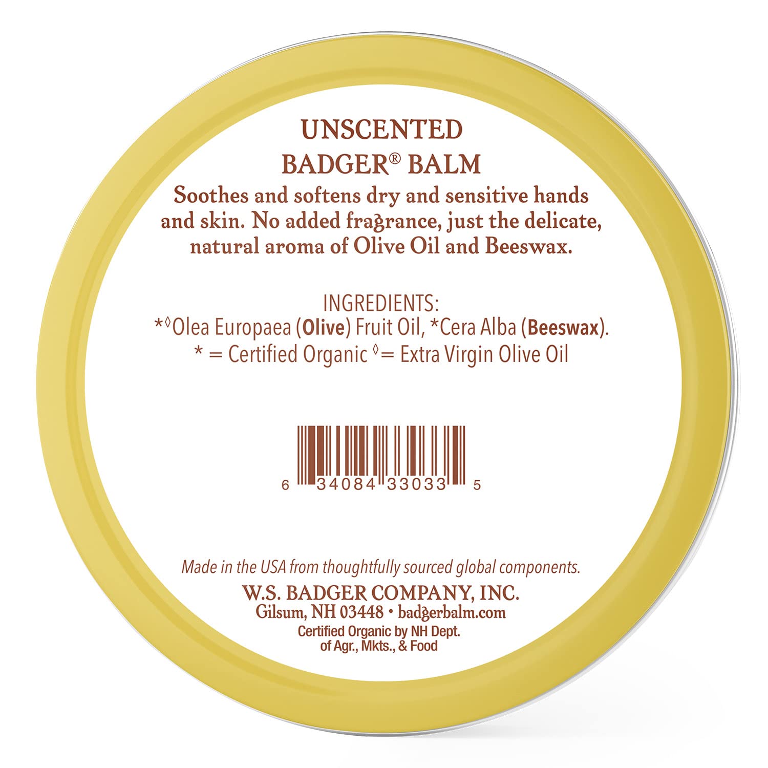 Close-up of Badger Balm olive oil ingredient highlighting natural moisture.