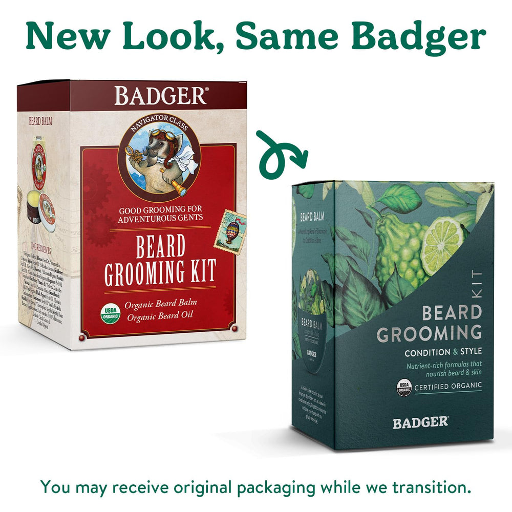 Badger beard balm tin opening reveals conditioning formula for smooth shaping