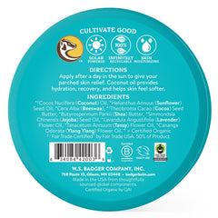 Badger Coconut AfterSun Balm packaging highlighting eco-friendly metal tin