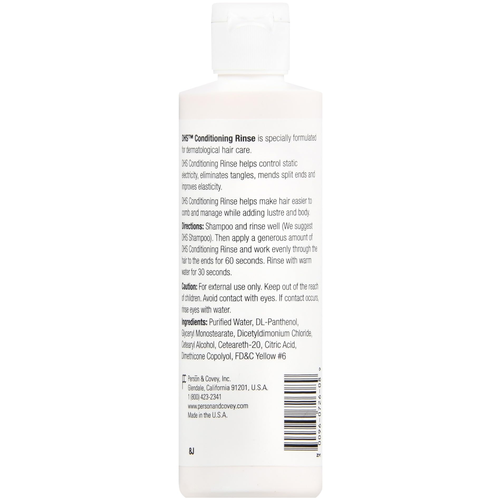 Close-up of Badger DHS Conditioning Rinse label highlighting fragrance-free formula with panthenol