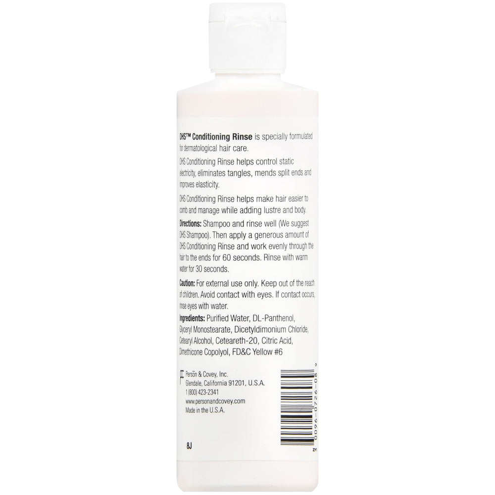 Close-up of Badger DHS Conditioning Rinse label highlighting fragrance-free formula with panthenol